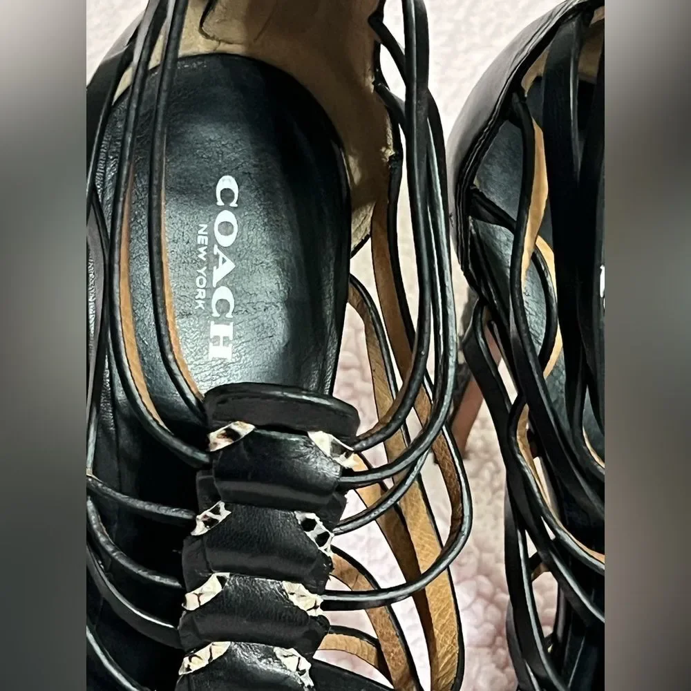 Coach Josey Snake Print Braided Gladiator Heels Size 9 B high heels prom party - Picture 2 of 7